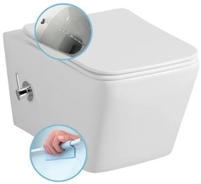 Sapho, PORTO CLEANWASH závesná WC misa Rimless, integrovaná batéria a bidetová spŕška 36x52cm, biela, PZ102RX