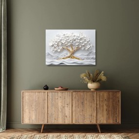 Sklenený obraz – 3D elegantný strom života plný kvetov (70x50 cm)