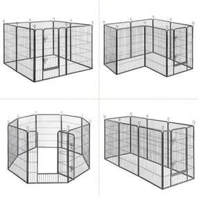 Ohrádka pre šteňatá a malé domáce zvieratá, 8 mriežok, sivá