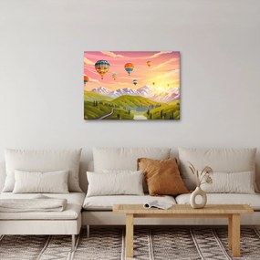 Obraz balónov nad krajinou (70x50 cm)