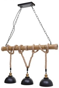 Závesné svietidlo H82 industrial, kupola 3 74201 - kov / bambus - Čierna