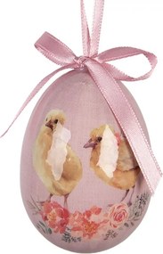 9ks dekorácia farebné závesné vajíčko s zajačikmi a kuriatkami Spring Egg - Ø 5*8 cm