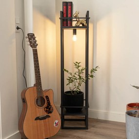 Priemyselná stojaca lampa čierna - Cage Rack