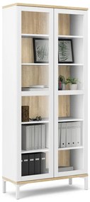 Biela/v prírodnej farbe vitrína v dekore duba 89x203x36 cm Roomers – Tvilum