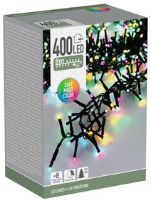Vonkajšia svetelná reťaz Macaron, 8 m, 400 LED, farby (zelená, oranžová, modrá, ružová), časovač, IP44, 8 m