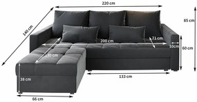 AKCIA Horčicová rozkladacia rohová pohovka ZENOVA 220x140 cm, obojstranná II. akosť