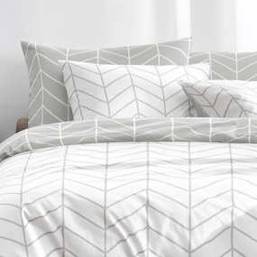 Goldea bavlnené posteľné obliečky - biely a sivý cikcak 150 x 200 a 50 x 60 cm