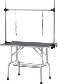 Stolík na úpravu psov PawHut - Trimming Table s dolným košíkom pre domácich maznáčikov, stolík na úpravu psov, stôl na strihanie pre psov a mačky do 1