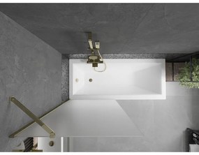 Mexen Next, vaňová zástena 1-krídlová 80 x 150 cm, fixné krídlo, 6 mm námraza sklo, zlatý profil, 895-080-000-00-30-50