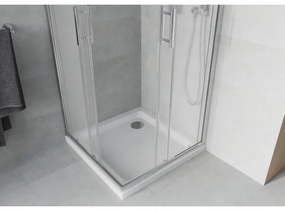 Mexen Rio štvorcový sprchovací kút 90 x 90 cm, 6mm sklo, sklo námraza, chrómový profil + slim sprchová vanička 5cm, 860-090-090-01-30-4010