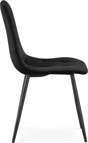 Sada ôsmich jedálenských stoličiek MILO zamatové, čierne / čierne nohy (8 ks)