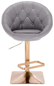 LuxuryForm Barová stolička VERA na zlatej hranatej podstave - šedá