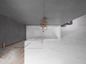 Mexen Velar L, 2-krídlová posuvná vaňová zástena 90 x 150 cm, 8mm číre sklo, medená matná, 896-090-003-01-65