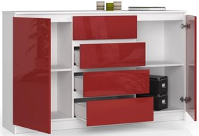 Komoda K160 2D 4SZ CLP červená, lesk