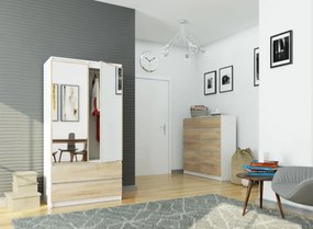 Skriňa S 90 cm 2D 2SZ 2 zrkadlá CLP biela / sonoma