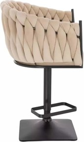 LuxuryForm DESIGN Barová stolička NORDEN VELUR na čiernej hranatej podstave - krémová