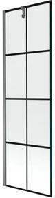 Mexen Next, 1-krídlová vaňová zástena 60 x 150 cm, 6mm číre sklo - čierny vzor, grafitová, 895-060-000-00-77-95
