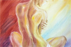 Obraz odpočívajúce ženy, olejomaľba (90x60 cm)