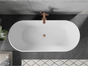 Mexen Flavia, voľne stojaca vaňa 170 x 75 cm, biela, medený prepad, 54031708000-65