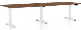 Výškovo nastaviteľný stôl OfficeTech Long, 260 x 80 cm, biela podnož, dub silverjack
