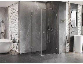 Mexen Lunar-B L, 1-krídlový sprchový kút, pravý, 70 x 70 cm, 8mm číre sklo, brúsená oceľ profil, 832L-070-070-97-00-P