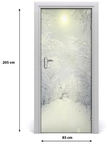 Fototapeta na dvere samolepiace les zima 85x205 cm