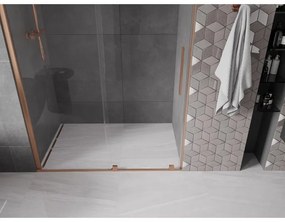 Mexen Velar, posuvné dvere do otvoru 160x200 cm, 8mm číre sklo, medená matná, 871-160-000-01-65