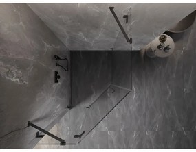 Mexen Lunar, päťuholníkový sprchový kút s ľavým sklonom 90 x 100 cm, 8mm číre sklo, grafitový profil, 831-090L-100P-95-00-L