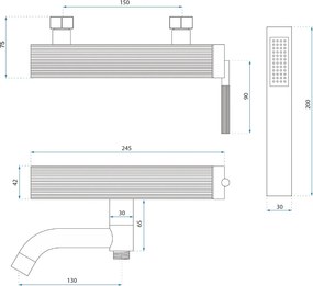 Rea Argon, vaňová batéria s ručnou sprchovou súpravou, medená matná, REA-B2091