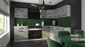 Kuchynská linka Belini 300 cm šedý antracit Glamour Wood s pracovnou doskou Armin2  TOR ARMIN2/2/WT/GW1/0/B1
