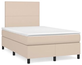 Boxspring posteľ+matrac, kapučínová 120x190cm, umelá koža 3269970