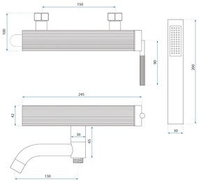 Rea Argon, vaňová batéria s ručnou sprchovou súpravou, brúsená oceľ, REA-B6452