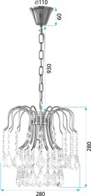 Toolight Toolight, krištáľové stropné svietidlo 1xE27 APP1650-1CP, zlatá, OSW-05117
