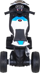 Ramiz BMW HP4 Detský motocykel na batérie biely + 3 kolieska + LED + MP3 USB + ekokoža
