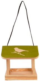 Závesné kŕmidlo pre vtáky Elisa, 19,5x24x24 cm, drevo, hnedá/zelená
