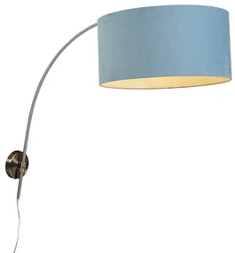 Nástenná oblúková lampa oceľ s tienidlom modrá 50/50/25 nastaviteľná