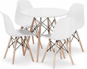 Jedálenská zostava TODI 80cm okrúhly stolový set biely a 4 stoličky OSAKA biele + ZADARMO 2 stoličky OSAKA biele
