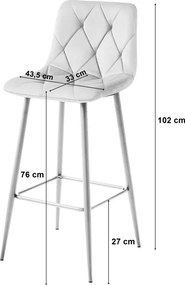 Barová stolička NADO zamatová, čierna / strieborná