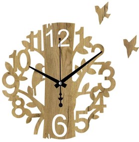 Drevené nástenné hodiny Vtáčik | Dizajnové hodiny na stenu | SENTOP HDF0162