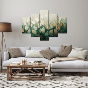Obraz - Zlato-zelené listy (150x105 cm)