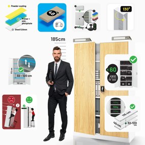 Kovová kancelárska skrinka Biely/ Zlatý dub: Eco Design JAN II