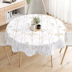 Goldea okrúhly obrus 100% bavlnené plátno - okrasné rastliny Ø 80 cm