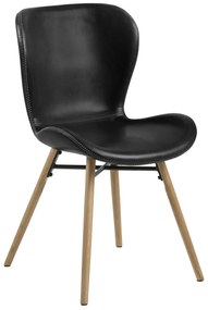 stolička BALTEA čierna koženka / nohy prírodný dub - moderná do obývacej izby / jedálne