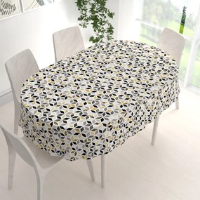Biante Dekoračný oválny obrus Leona LN-065 Zlato-čierna mozaika 130x220 cm
