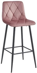 Zamatová barová stolička Bari ružová