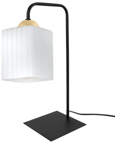 Stolná lampa Riffle Square, 1x biele sklenené tienidlo, b/g
