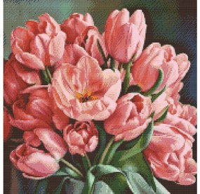 Gario Diamantové maľovanie Romantická kytica tulipánov Rozmery: 50 x 50 cm, Rámovanie: Iba zrolované plátno, Diamanty: Okrúhle