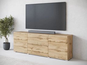 TV skrinka Sawoti 181, Farby: matera / biely lesk, Osvetlenie: osvetlenie LED biele
