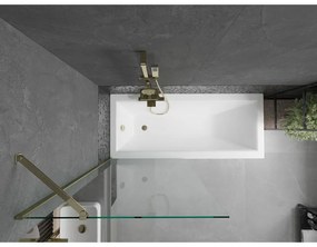 Mexen Next, vaňová  zástena 1-krídlová 80 x 150 cm, fixné krídlo, 6 mm číre sklo, zlatý profil, 895-080-000-00-00-50