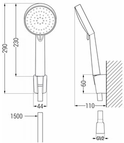 Mexen Kama R75 vaňová batéria so sprchovým setom, chróm - 7253R75-00